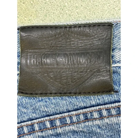 Harley-Davidson Mens Boot Cut Jeans Medium Wash Blue Denim 34x34 - Picture 8 of 8